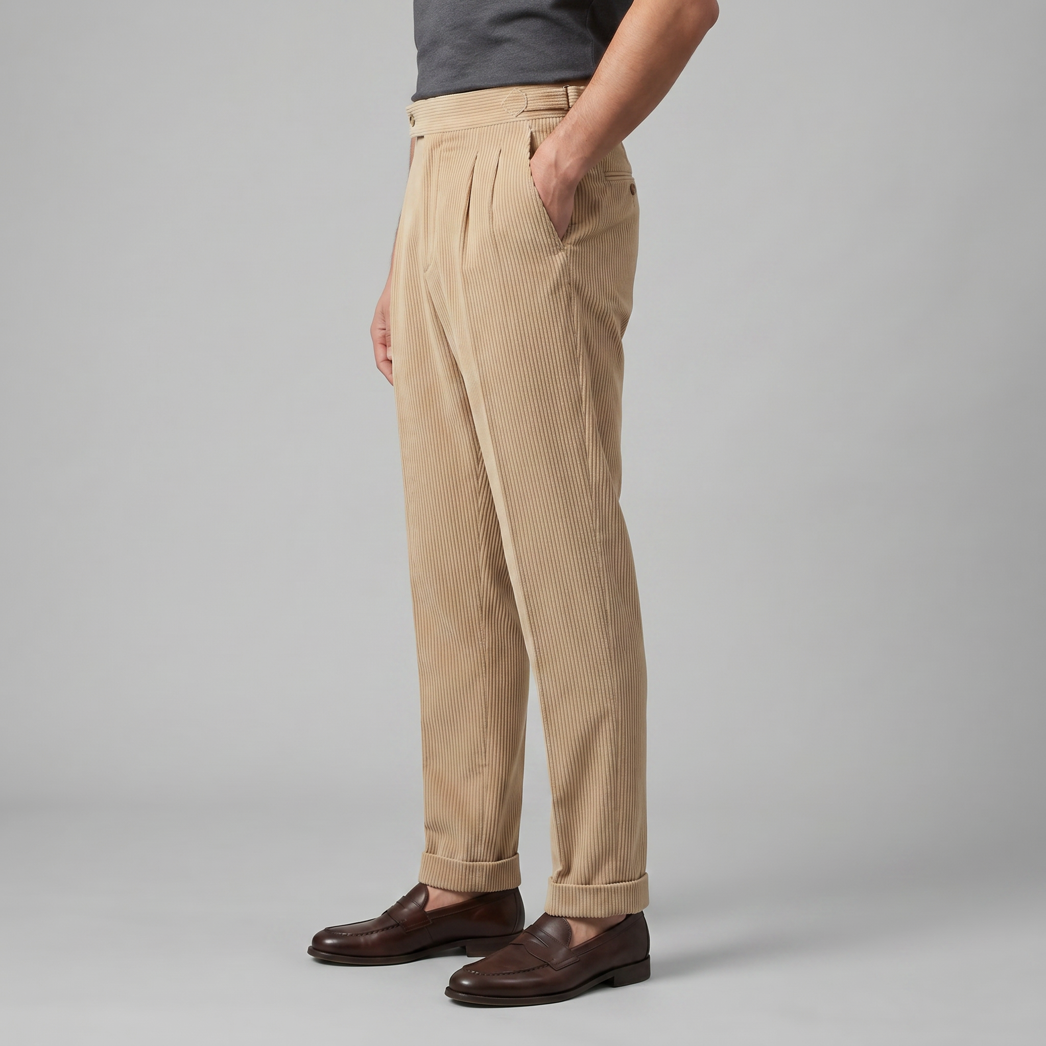 Sven | Corduroy broek met bandplooi voor heren - view 8