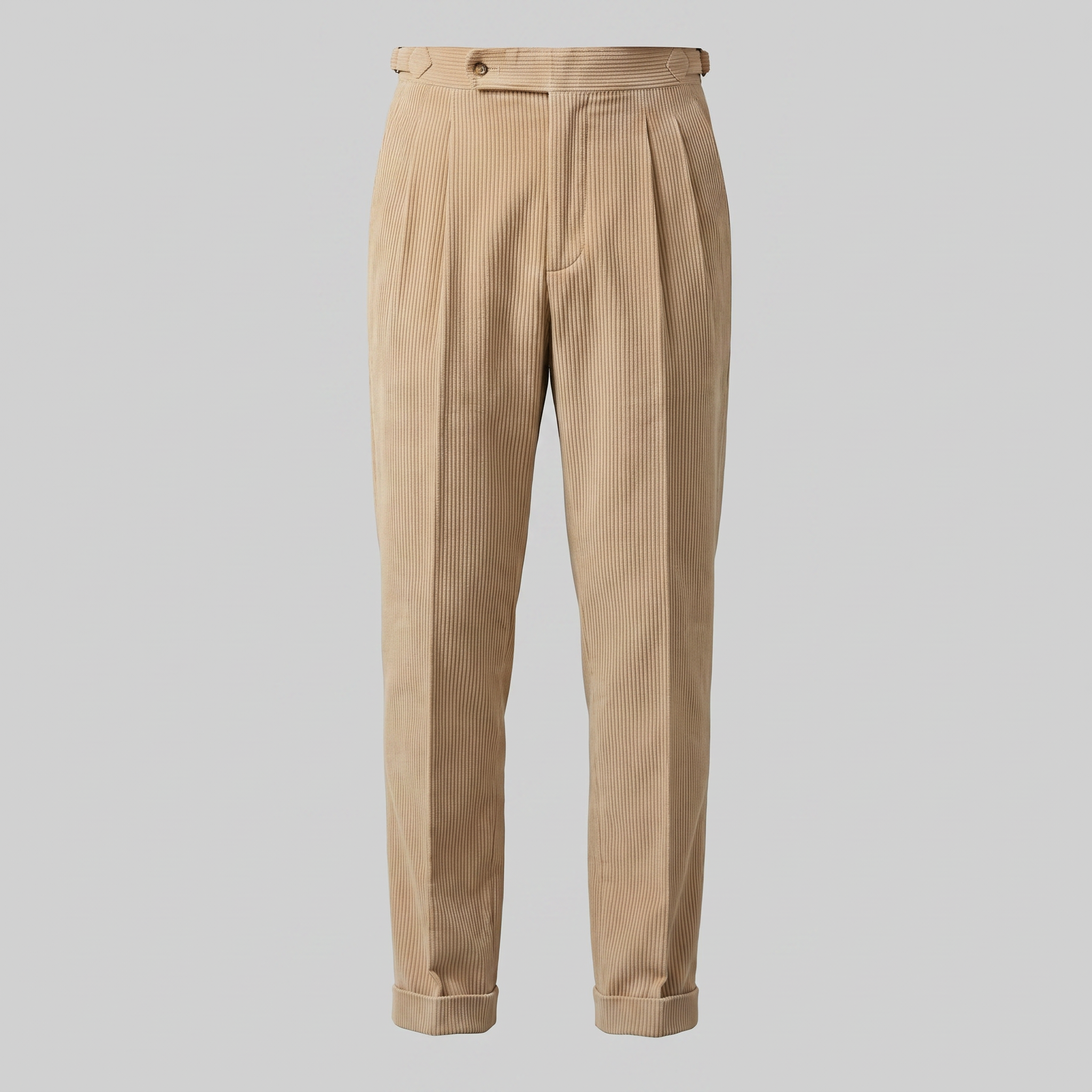 Sven | Corduroy broek met bandplooi voor heren - Beige