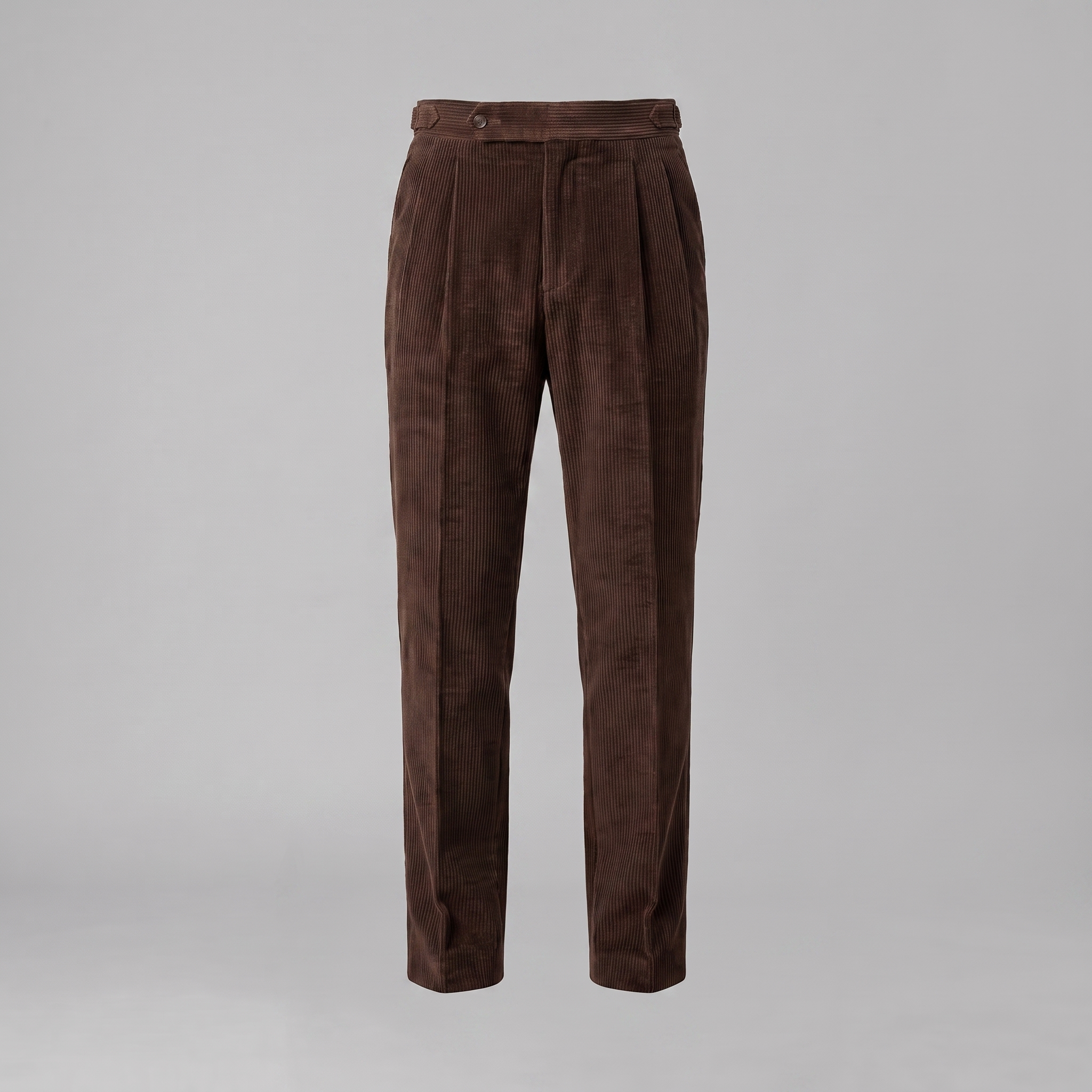 Sven | Corduroy broek met bandplooi voor heren - Koffie
