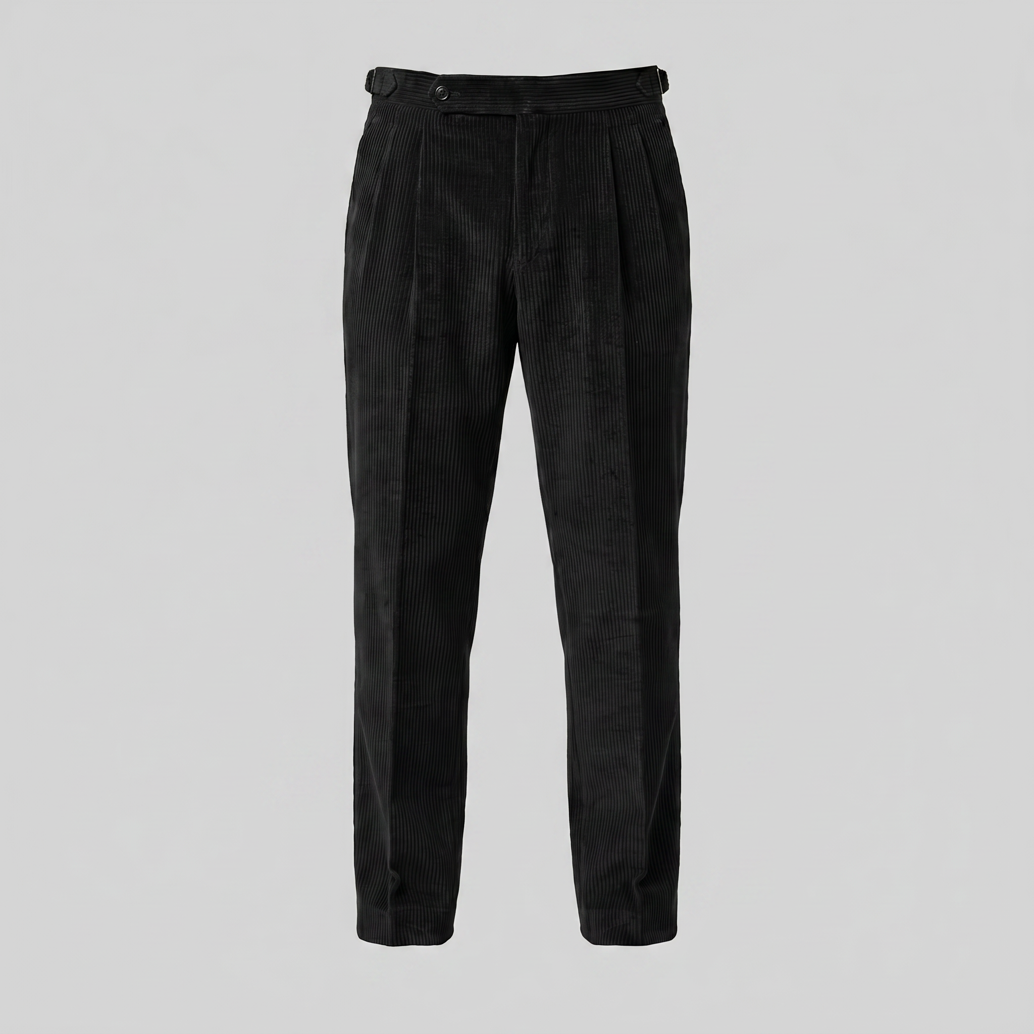 Sven | Corduroy broek met bandplooi voor heren - Zwart