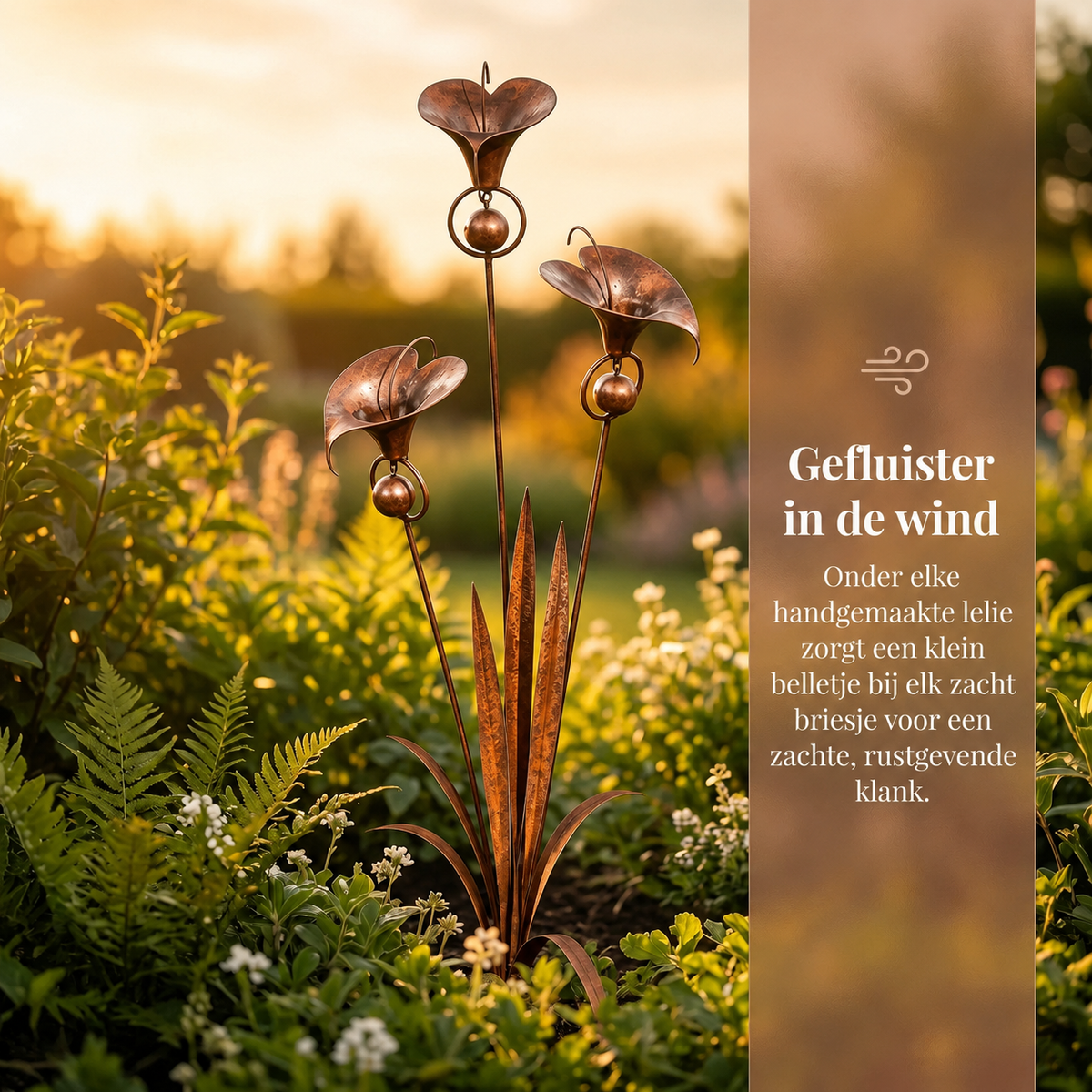 Sven | Metalen tuinsteker met calla lelies en belletjes - foto 8