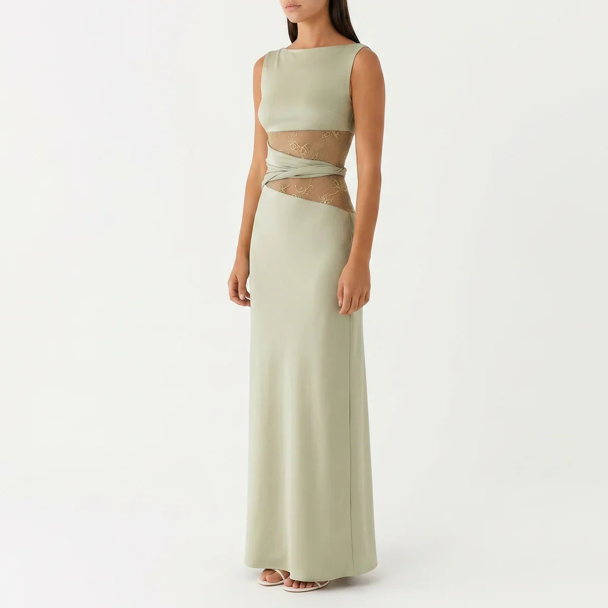 Tess | Kanten maxi jurk voor dames - Groen