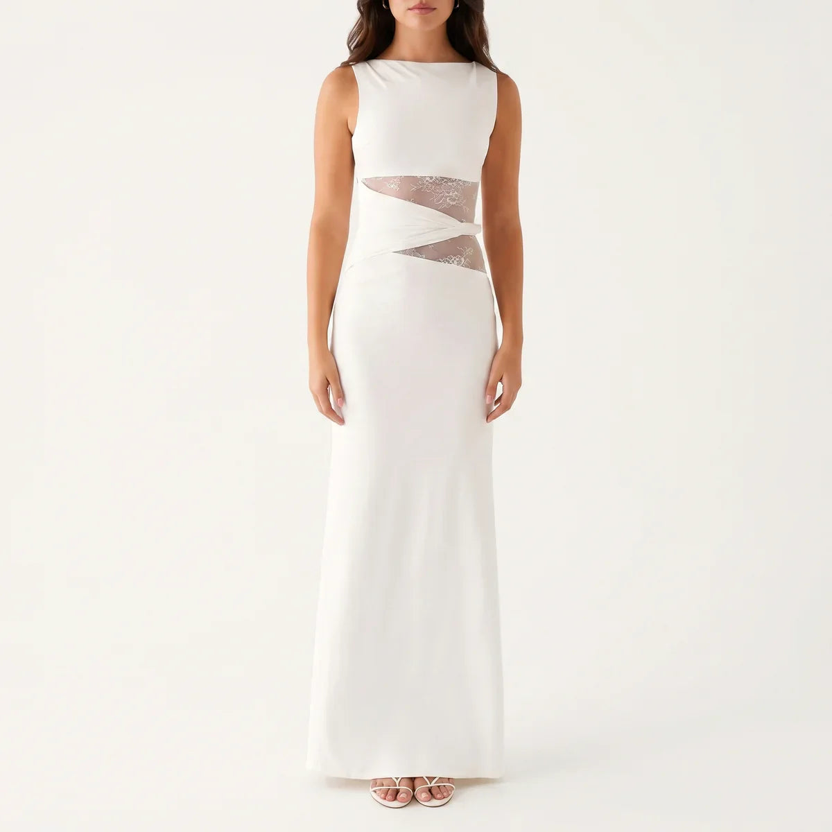 Tess | Kanten maxi jurk voor dames - Wit