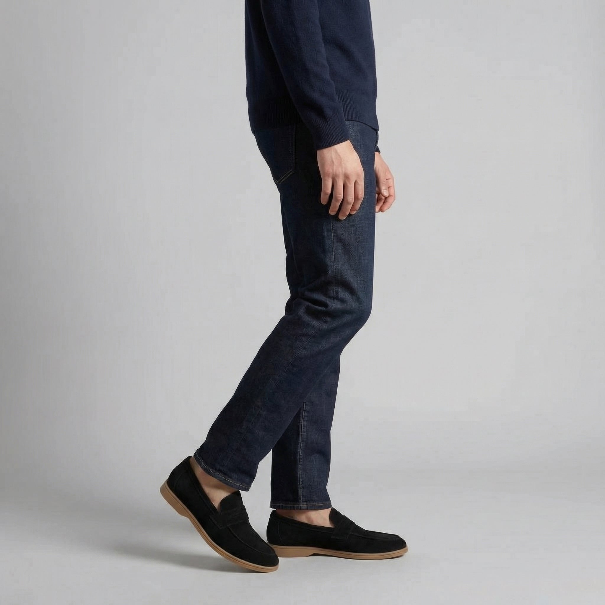Thijs | Suède penny loafers voor heren - Zwart