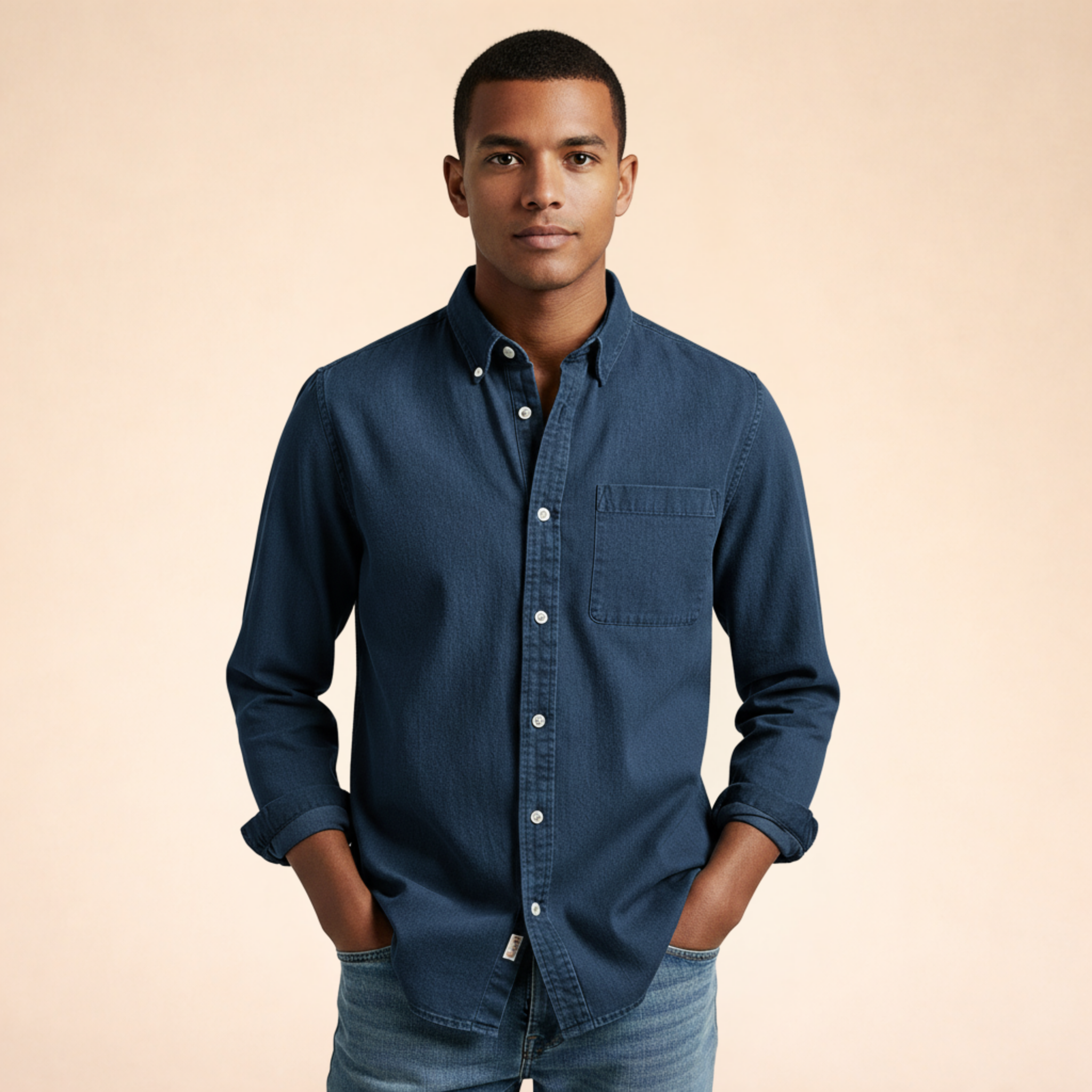 Thomas | Casual overhemd met lange mouwen voor heren - Marineblauw