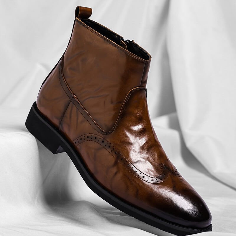 Ties | Leren boots voor heren met rits - Cognacbruin