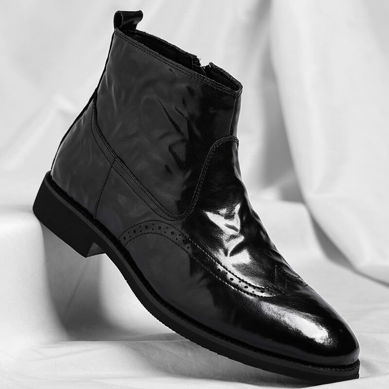 Ties | Leren boots voor heren met rits - Obsidiaanzwart