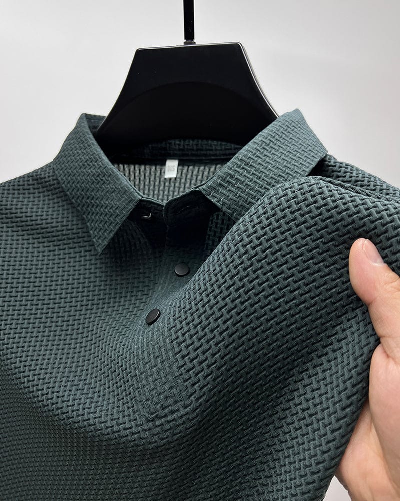 Tijmen | Poloshirt heren met korte mouw en knoopsluiting - Donkergroen