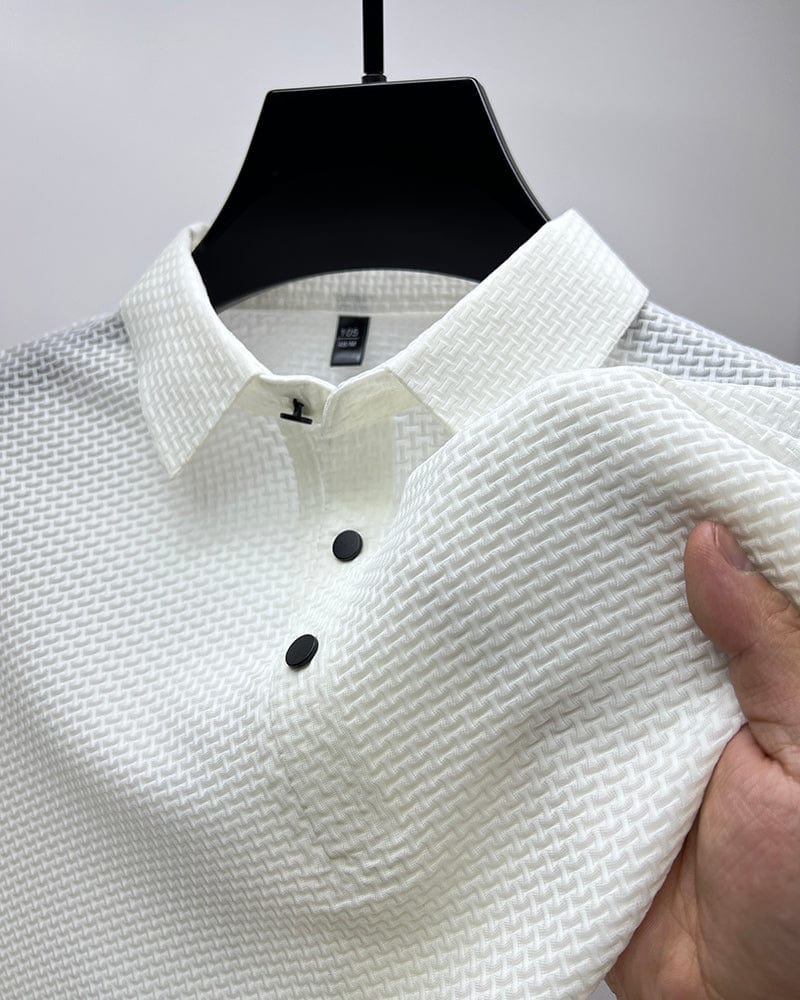 Tijmen | Poloshirt heren met korte mouw en knoopsluiting - Wit