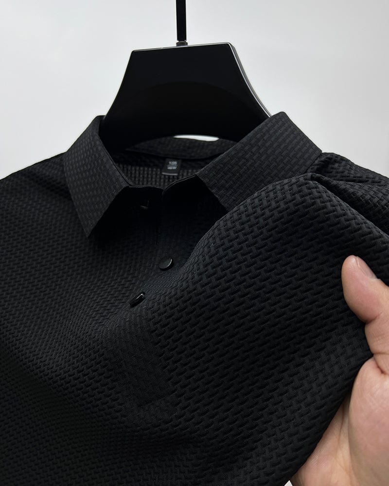Tijmen | Poloshirt heren met korte mouw en knoopsluiting - Zwart