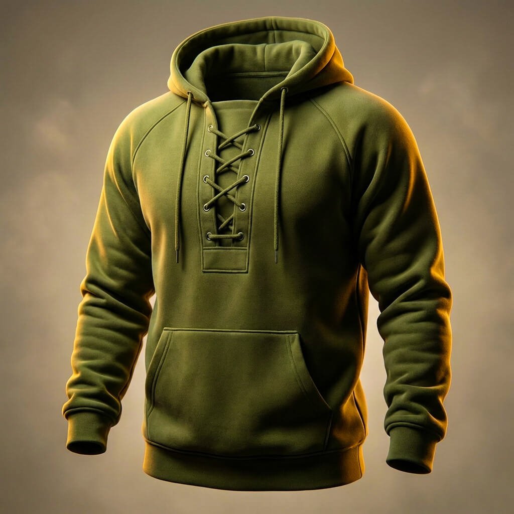 Timo | Hoodie voor heren met veterhals - Dennengroen