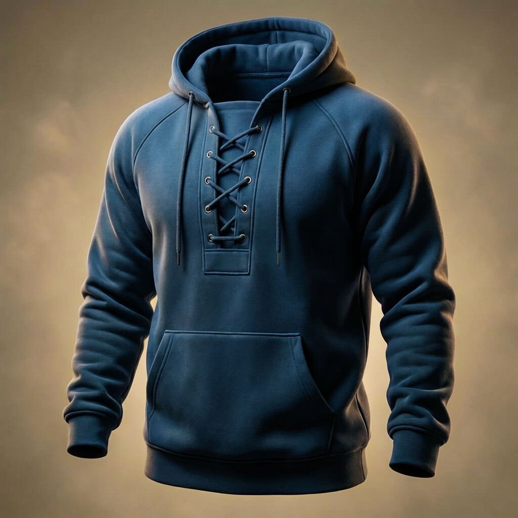 Timo | Hoodie voor heren met veterhals - Marineblauw