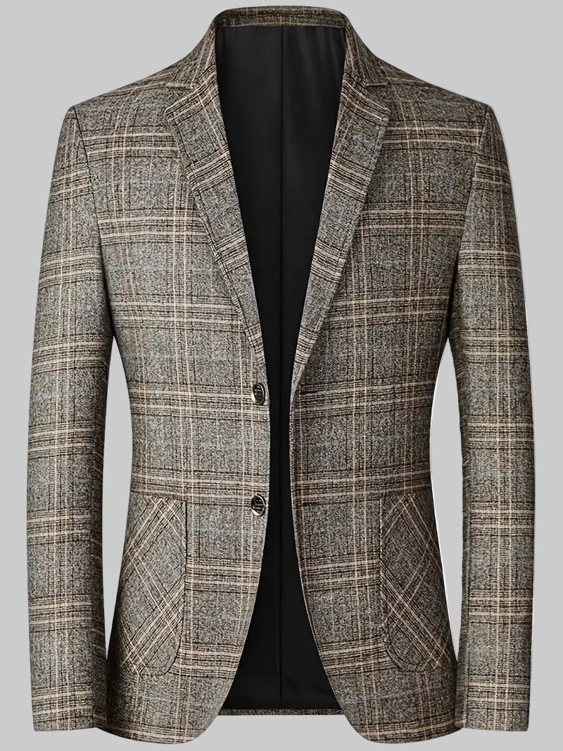 Tobias | Geruite blazer voor heren - kaki