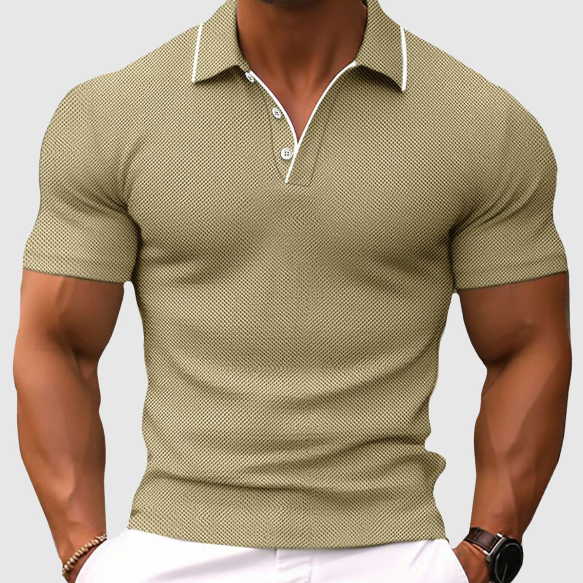 Vincent | Poloshirt met korte mouw voor heren, slim fit - Beige