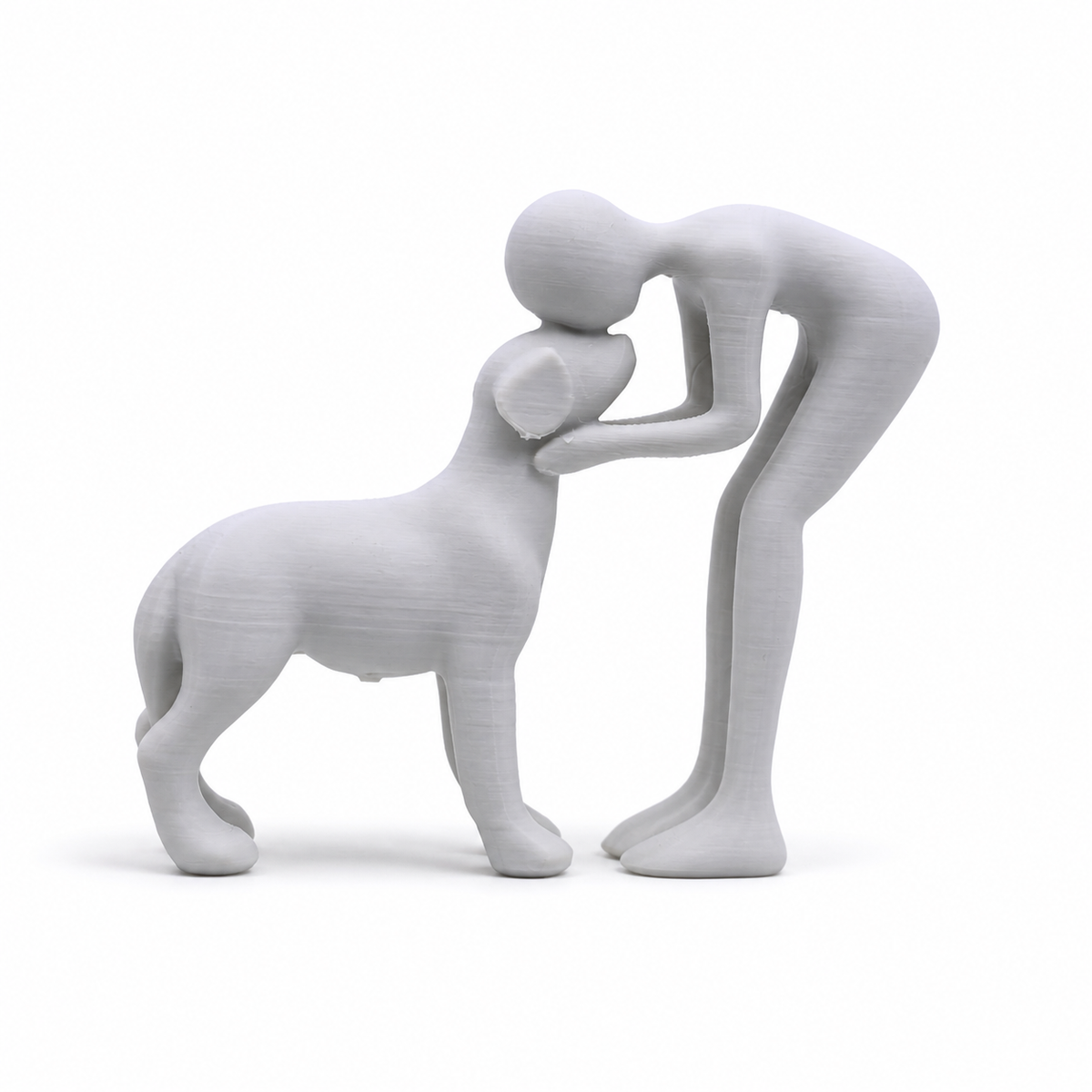 Willem | Abstract beeldje mens en hond - Wit