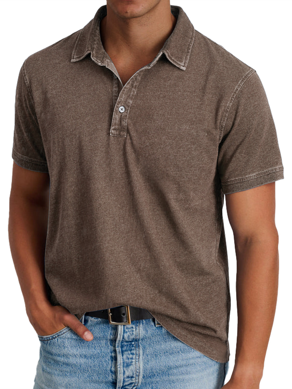 Willem | Poloshirt met korte mouw voor heren - Bruin