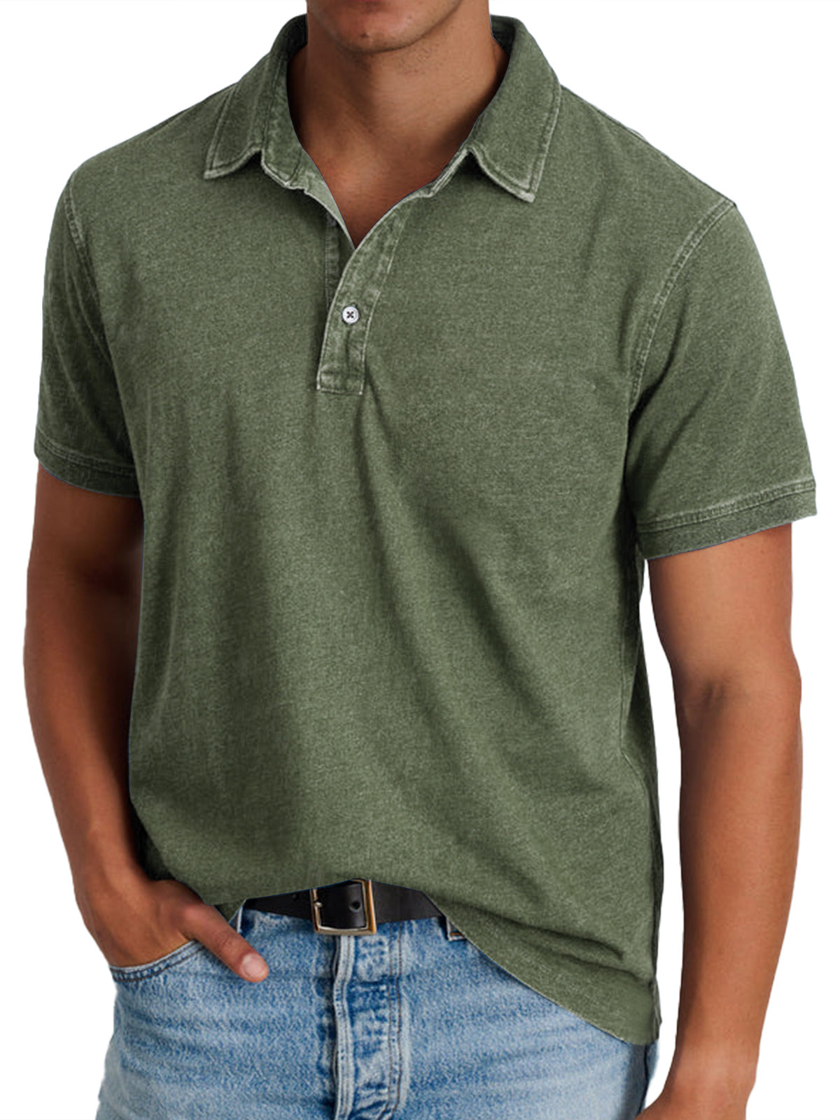 Willem | Poloshirt met korte mouw voor heren - Olijf