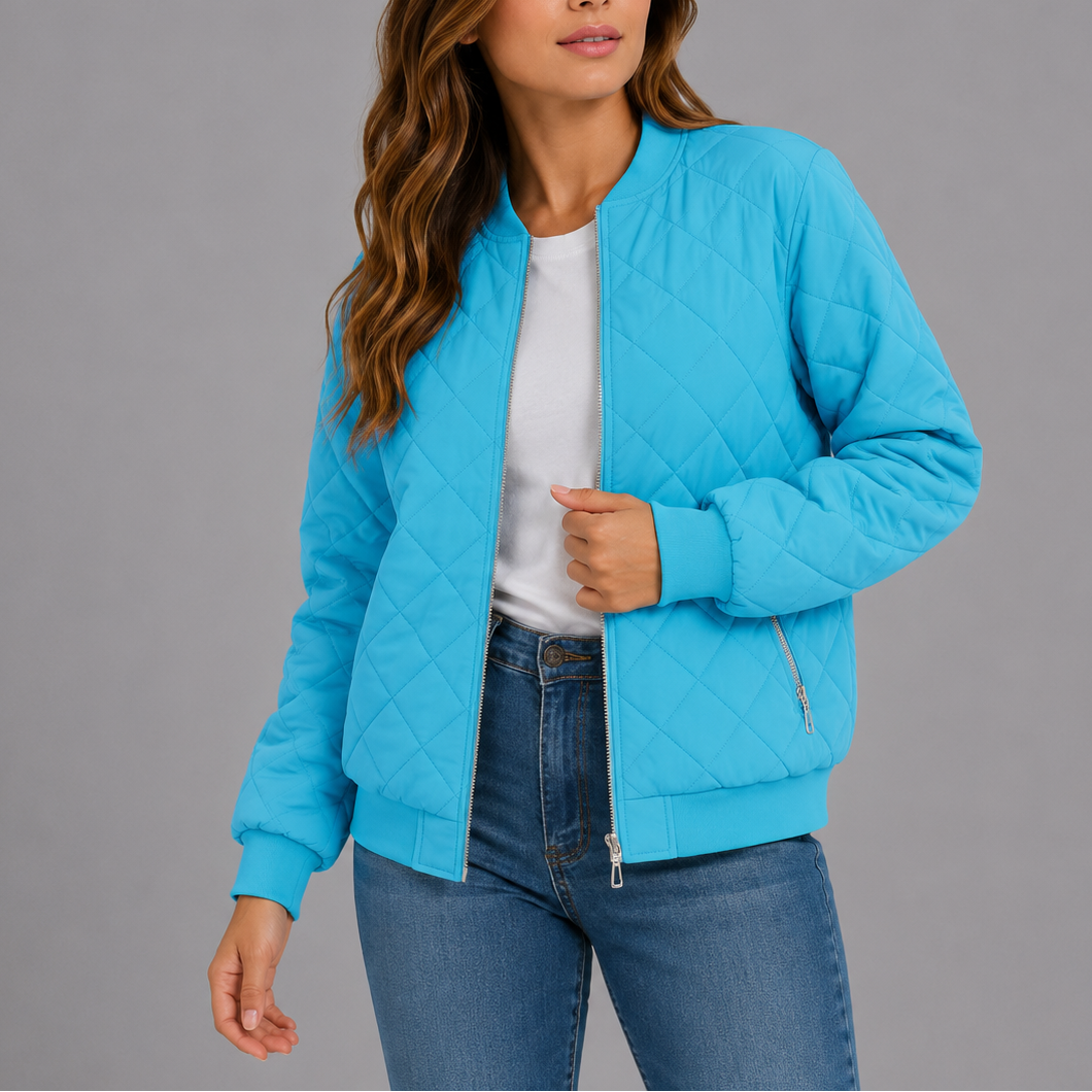 Willemijn | Gewatteerde bomberjack voor dames - Babyblauw