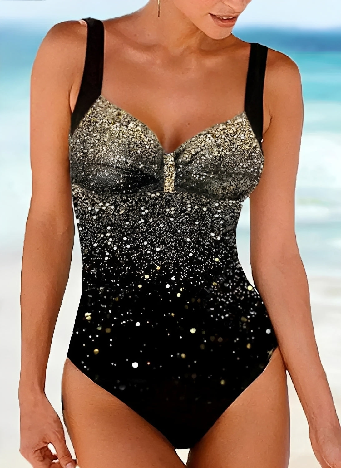 Wilma | Push up badpak met glitterprint - Grijs