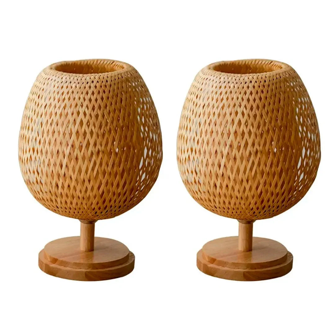 Wim | Bamboe tafellamp met houten voet - foto 10
