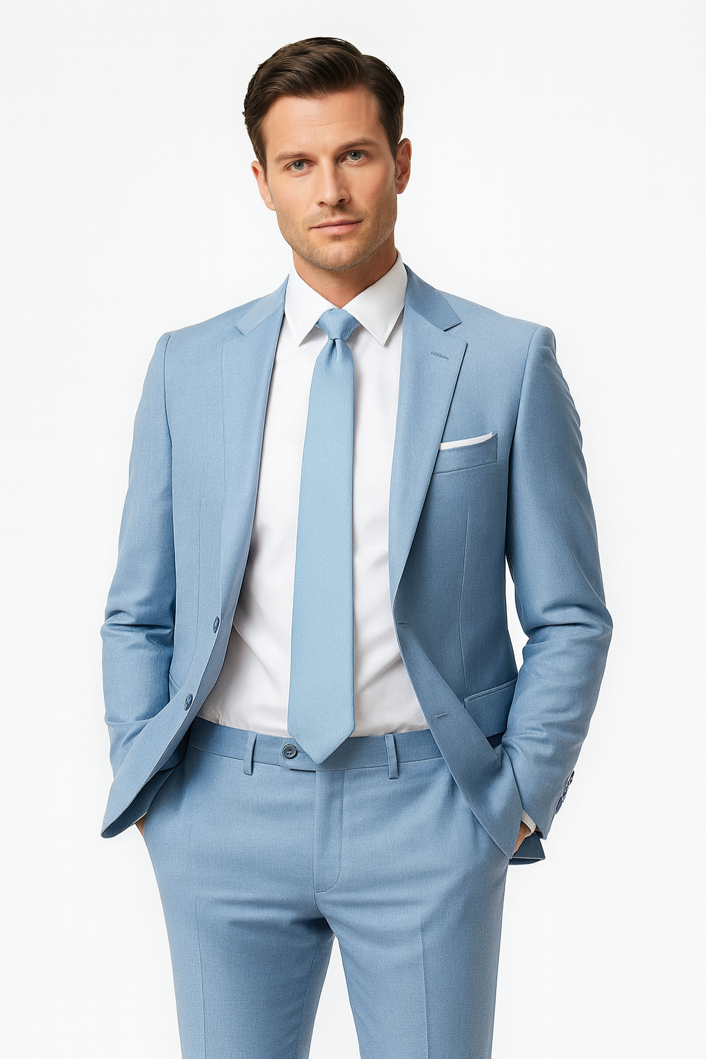 Wim | Tweedelig slim fit kostuum voor heren - Lichtblauw
