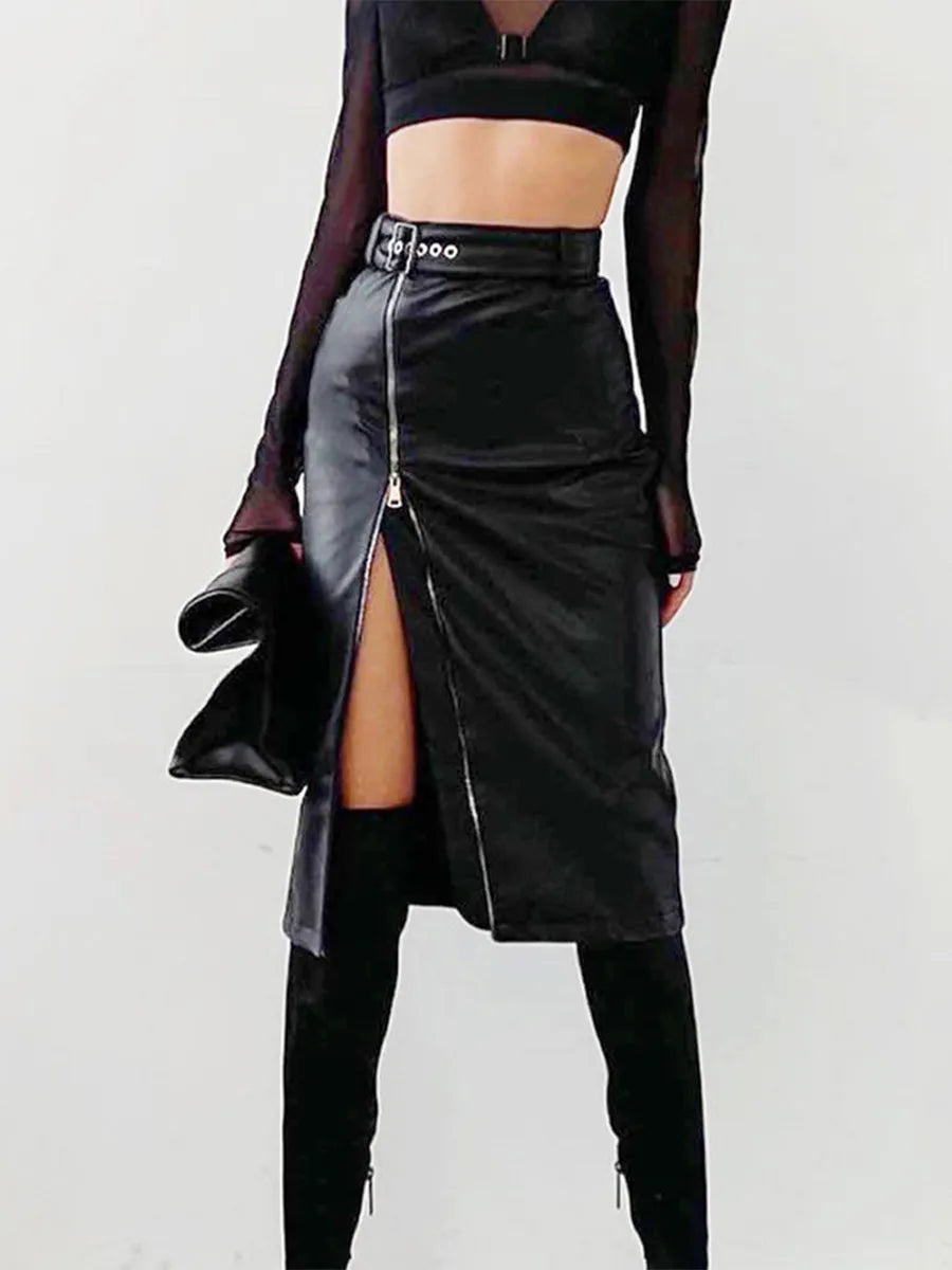 Daria - jupe crayon élégante en cuir PU